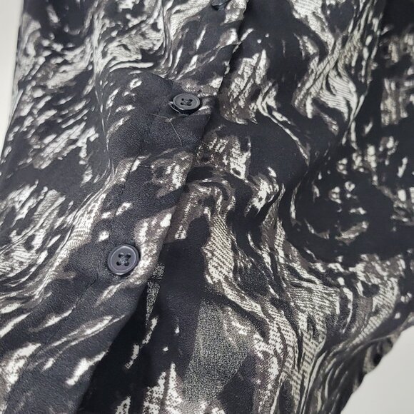 JACQUELINE de YONG Women's Black White Long Sleeve Button Front Blouse Size 40 - Picture 6 of 12